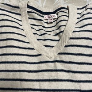 New Merona Men’s Crewneck Light Tan V-neck Cotton Sweater, M